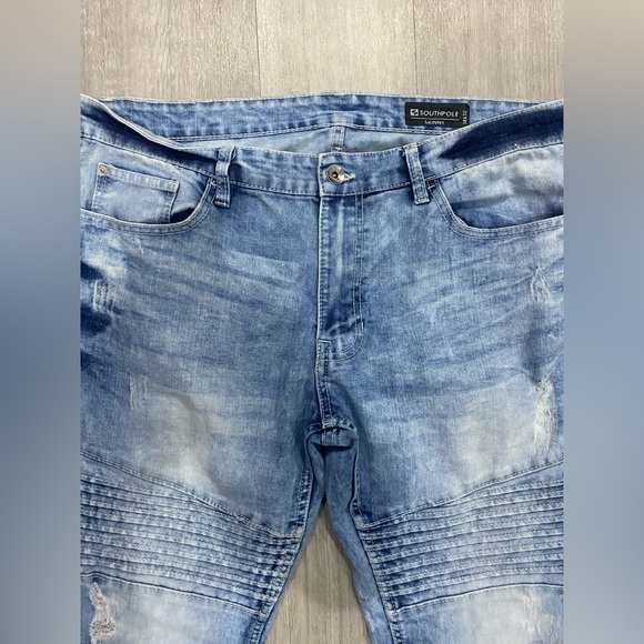 2000s Y2K Vintage Southpole Mens Skinny Jeans 38x32 Denim - Picture 3 of 6